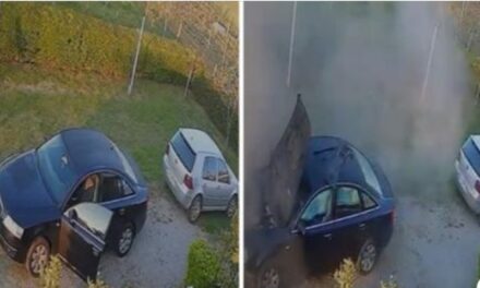 Pamje – Momenti kur automjeti i Bernard Ndrecës shpërthen sapo ai hipën në të