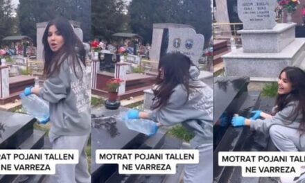 Cudira shqiptare! Megi Pojani dhe motrat e saj tallen mbi varrin e të afërmes