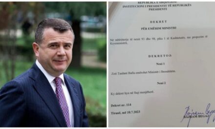 Presidenti Begaj dekreton Taulant Ballën si ministër të Brendshëm