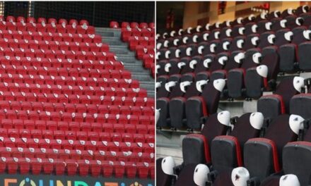 Dekor mahnitës, plis mbi çdo ulëse në “Air Albania” dhe sundim i ngjyrave kuq e zi, si duket stadiumi një ditë para ndeshjes