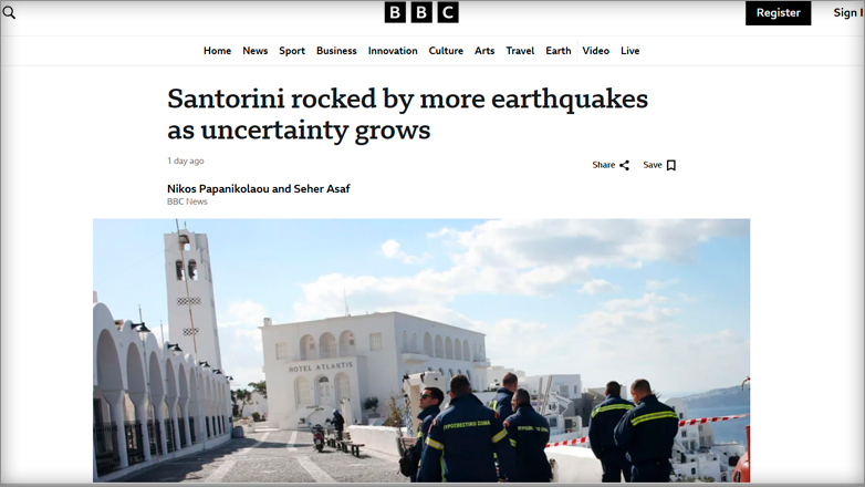 Artikulli i BBC për Santorinin: “Do të dalim më të fortë nga kjo”