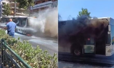 VIDEO: Shkrumbohet autobusi në Kamëz, pasagjerët në panik